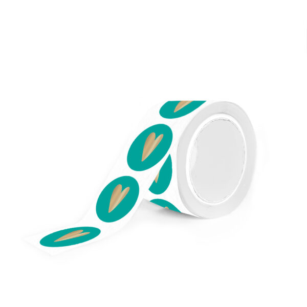 Cadeaustickers - Heart - Turquoise (Ø 3,5 cm) - 250 stuks - Afbeelding 2