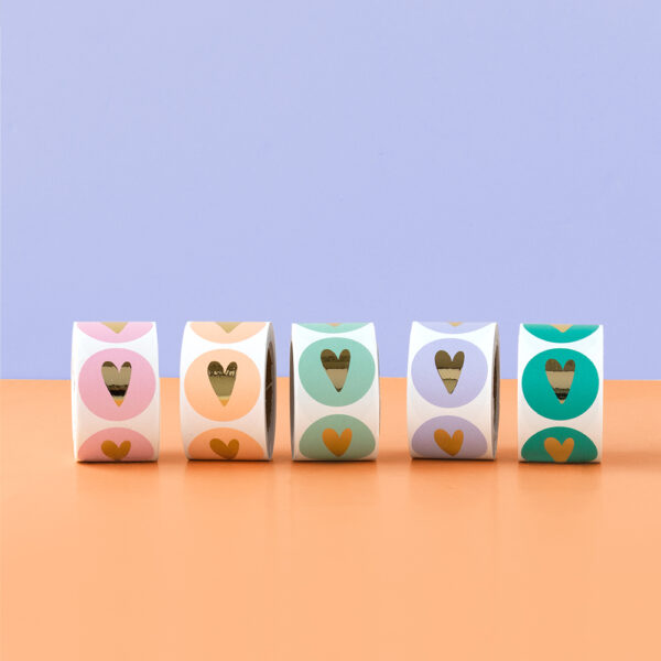 Cadeaustickers - Heart - Turquoise (Ø 3,5 cm) - 250 stuks - Afbeelding 3