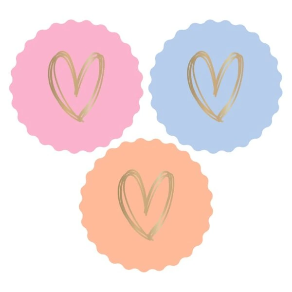 Cadeaustickers Multi - Heart Gold - Sweet (Ø 5,5 cm) - 250 stuks