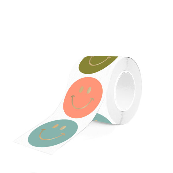 Cadeaustickers Multi - Smiley Gold - Happy (Ø 5,5 cm) - 250 stuks - Afbeelding 2