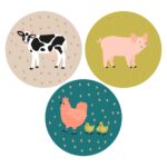 Cadeaustickers Multi - Farm Animals Gold - Happy (Ø 5,5 cm) - 250 stuks