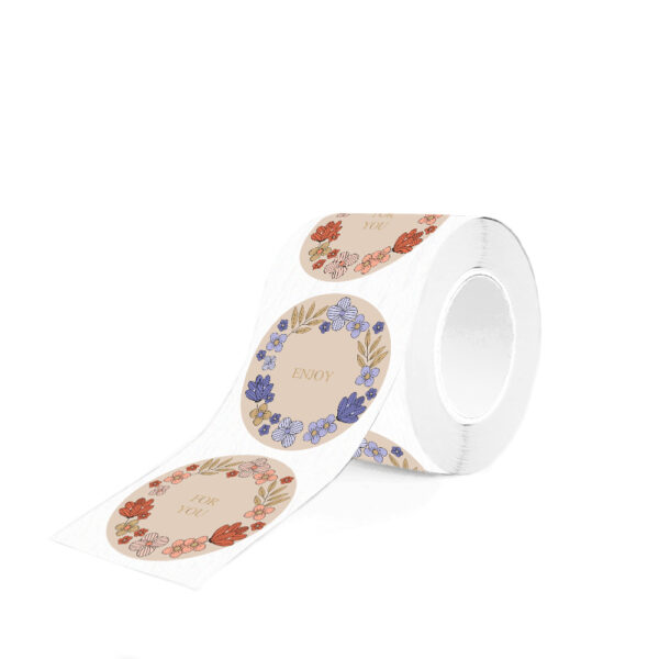Cadeaustickers Duo - Flower Field Gold - Pink / Violet (Ø 5,5 cm) - 250 stuks - Afbeelding 2