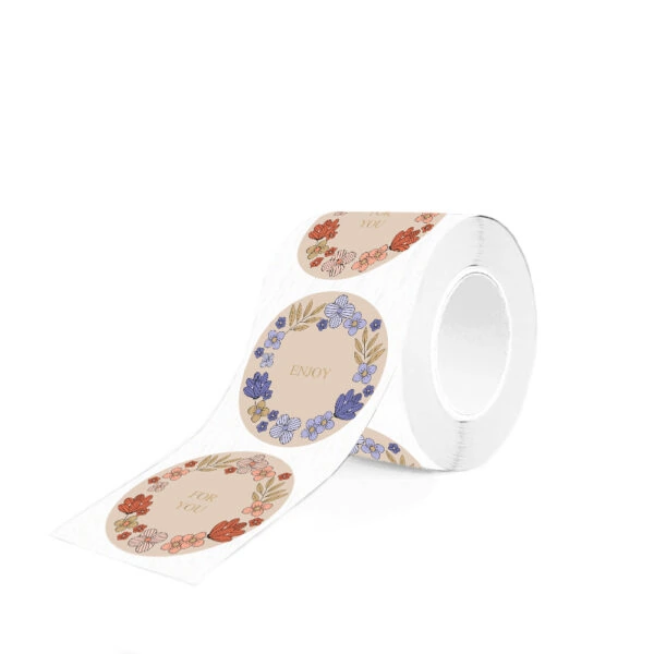 Cadeaustickers Duo - Flower Field Gold - Pink / Violet (Ø 5,5 cm) - 250 stuks - Afbeelding 2