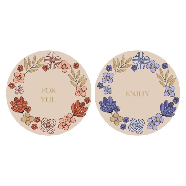 Cadeaustickers Duo - Flower Field Gold - Pink / Violet (Ø 5,5 cm) - 250 stuks