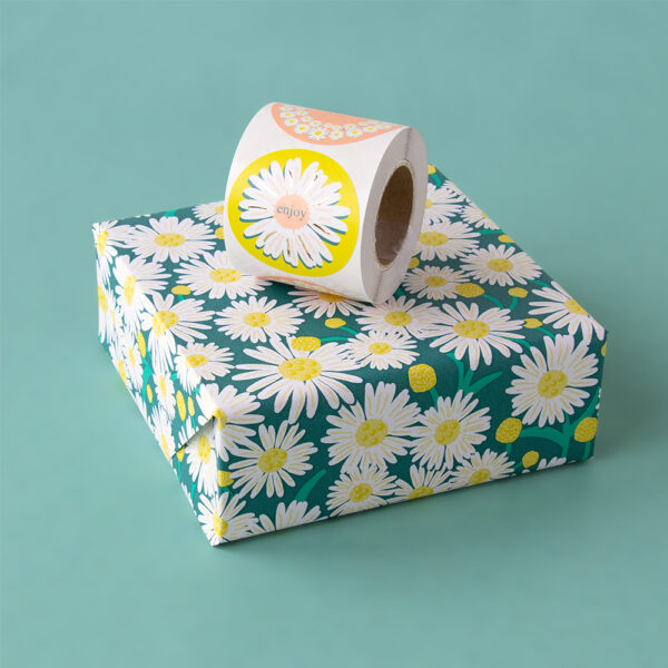 Cadeaustickers Duo - Daisy Gold - Orange / Yellow (Ø 5,5 cm) - 250 stuks - Afbeelding 2