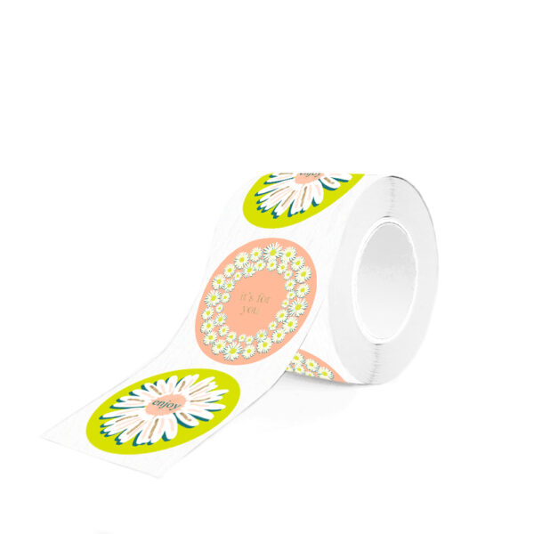 Cadeaustickers Duo - Daisy Gold - Orange / Yellow (Ø 5,5 cm) - 250 stuks - Afbeelding 3