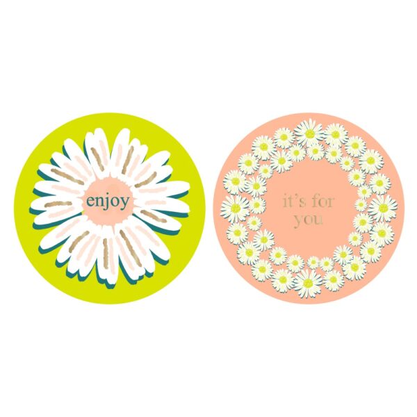 Cadeaustickers Duo - Daisy Gold - Orange / Yellow (Ø 5,5 cm) - 250 stuks