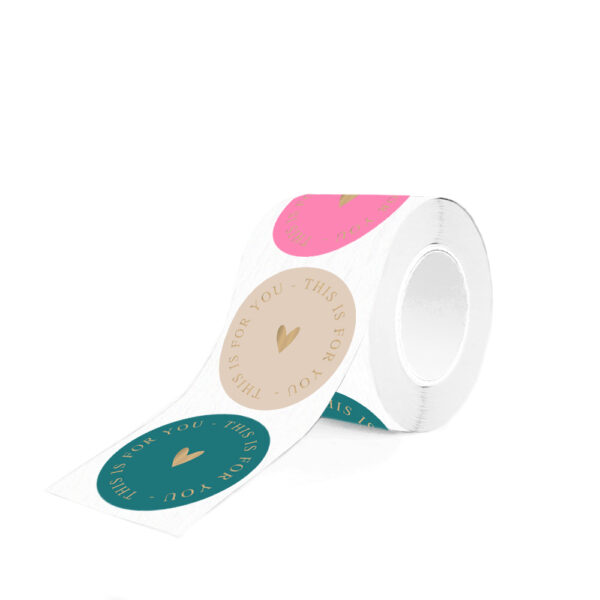 Cadeaustickers Multi - This Is For You Gold - Happy (Ø 5,5 cm) - 250 stuks - Afbeelding 2