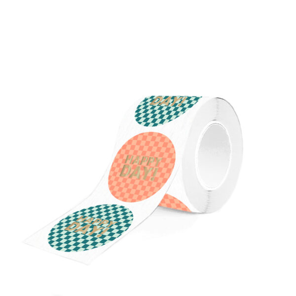Cadeaustickers Duo - Check Text Gold (Ø 5,5 cm) - 250 stuks - Afbeelding 2