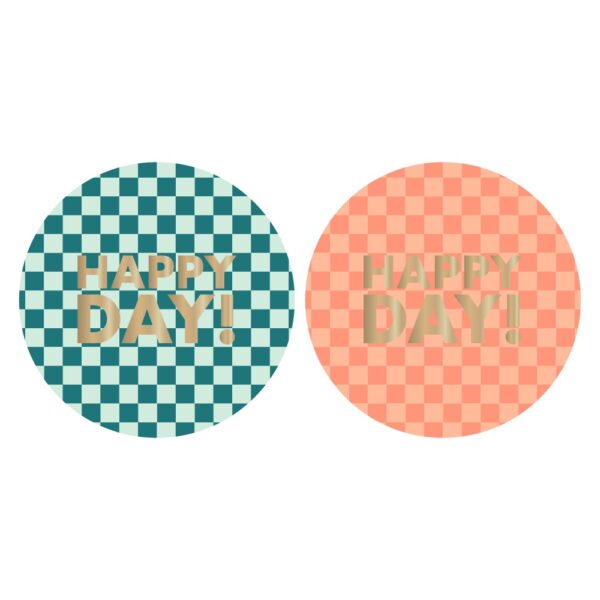 Cadeaustickers Duo - Check Text Gold (Ø 5,5 cm) - 250 stuks