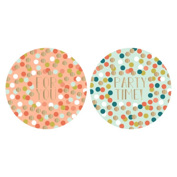 Cadeaustickers Duo  - For You Confetti Gold (Ø 5,5 cm) - 250 stuks