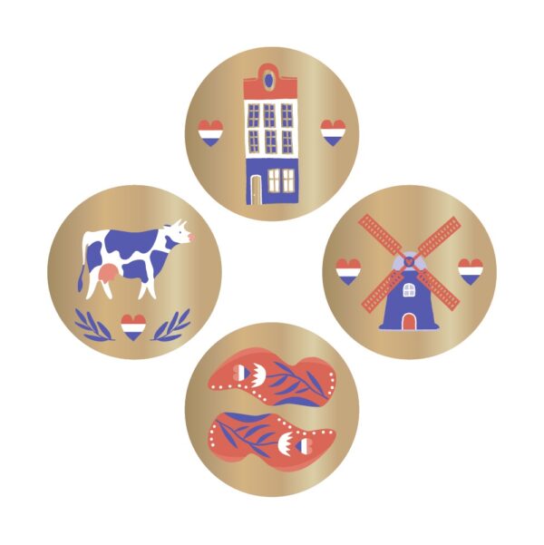 Cadeaustickers Multi - Holland Mini Gold (Ø 3,5 cm) - 250 stuks