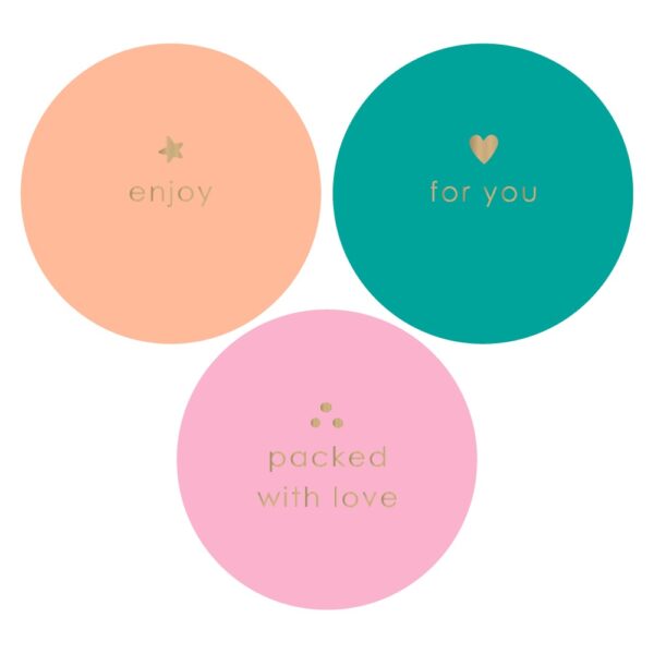 Cadeaustickers Multi - Text Gold - Happy (Ø 5,5 cm) - 250 stuks