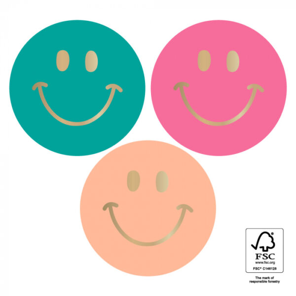 Cadeaustickers Multi Smiley Gold Happy (Ø 5,5 Cm) 250 Stuks