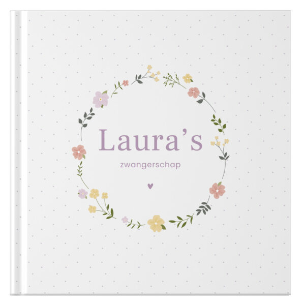 Ontwerp Je Eigen Zwangerschapsdagboek Floral Wreath Dots (1)