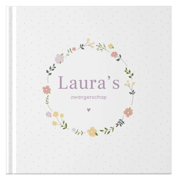 Ontwerp Je Eigen Zwangerschapsdagboek Floral Wreath Dots (1)