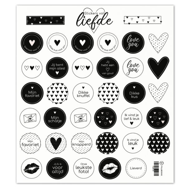 Fyllbooks Stickervel Liefde Zwart Wit