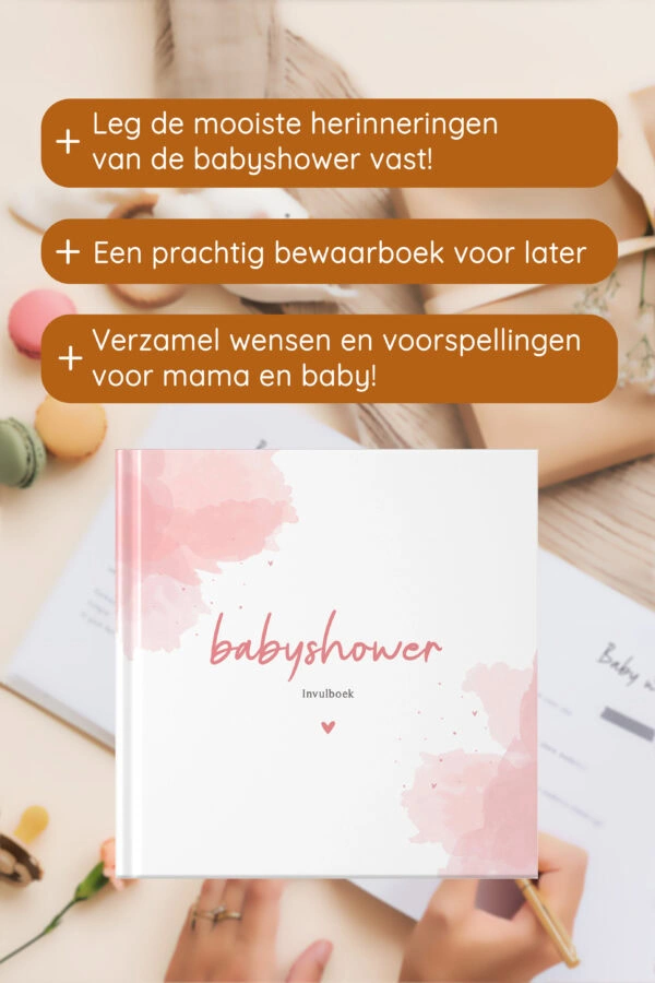 Babyshowerboek Watercolour Roze Af2 Emotiegericht