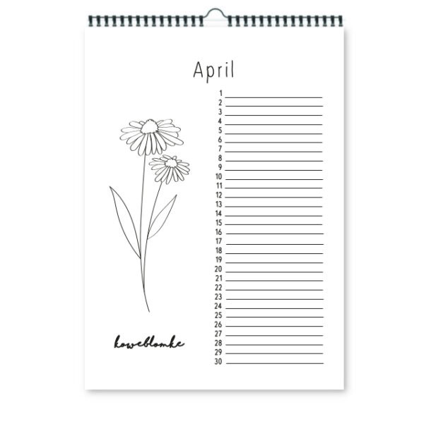 Binnenkant Kalender Bloemen April