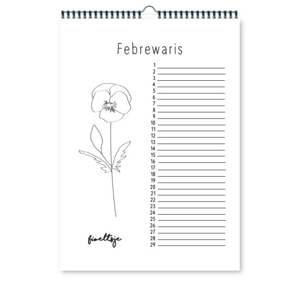 Binnenkant Kalender Bloemen Februari