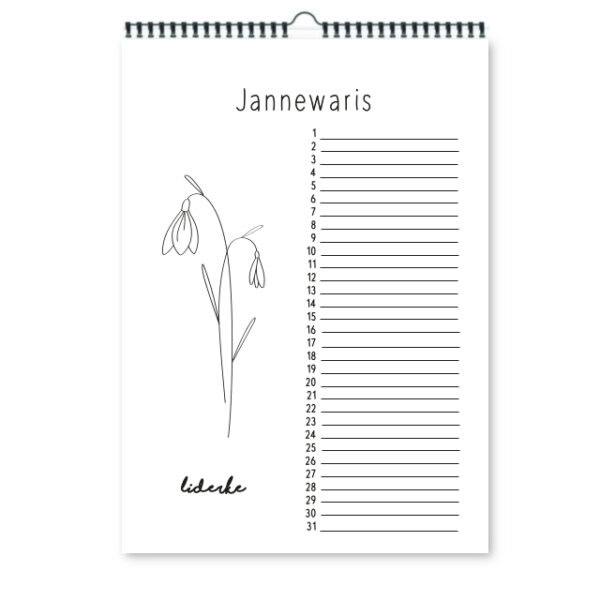 Binnenkant Kalender Bloemen Januari