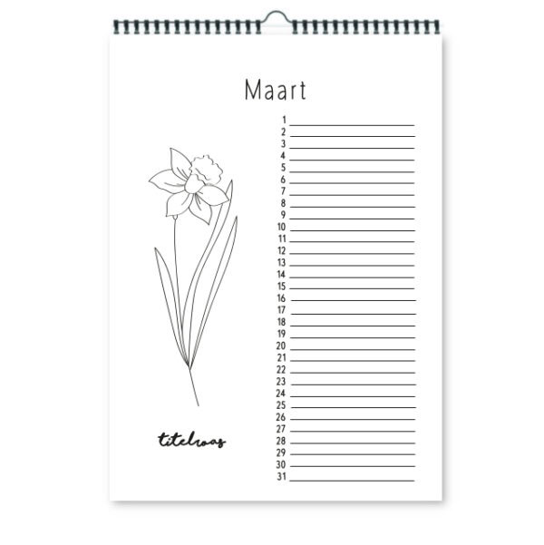 Binnenkant Kalender Bloemen Maart