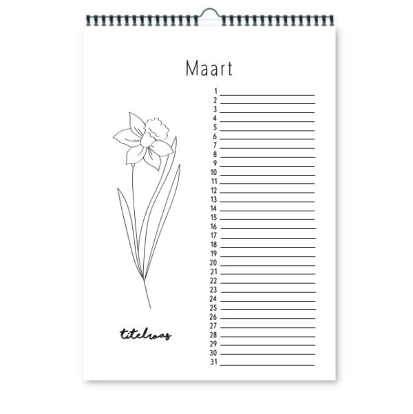 Binnenkant Kalender Bloemen Maart