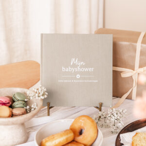 Fyllbooks Mijn Babyshower Boek Linnen Taupe Vierkant