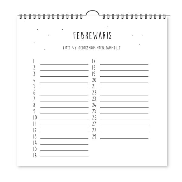 Verjaardagskalender Vierkant Krúskes Febrewaris