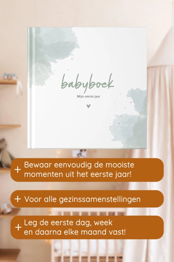 Babyboek Watercolour Groenn Af1 Productgericht