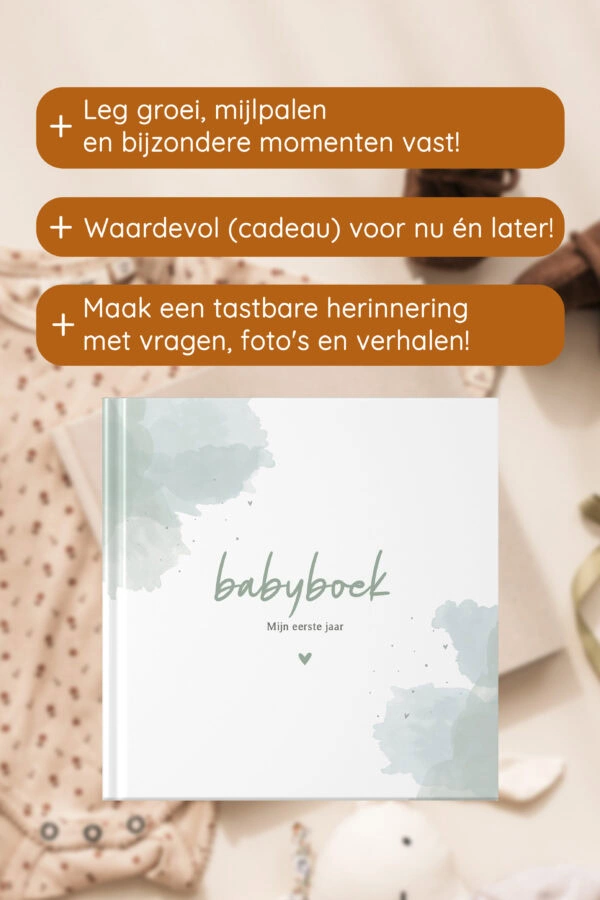 Babyboek Watercolour Groenn Af2 Emotiegericht