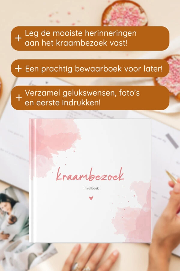 Kraambezoekboek Watercolour Roze Af2 Emotiegericht