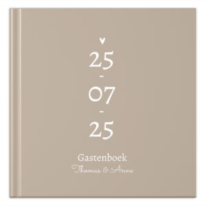 Ontwerp Je Eigen Gastenboek Bruiloft Modern Date Taupe 20 Tot 196 Personen (2)