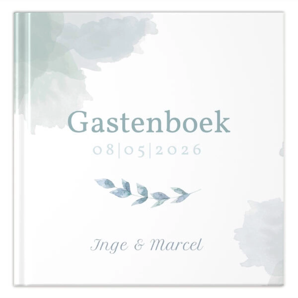 Ontwerp Je Eigen Gastenboek Bruiloft Watercolour Green 20 Tot 196 Personen (2)
