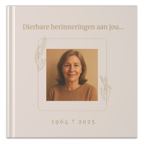 Ontwerp Je Eigen Ik Mis Je Zo Herinneringsboek Beige Flowers (1)