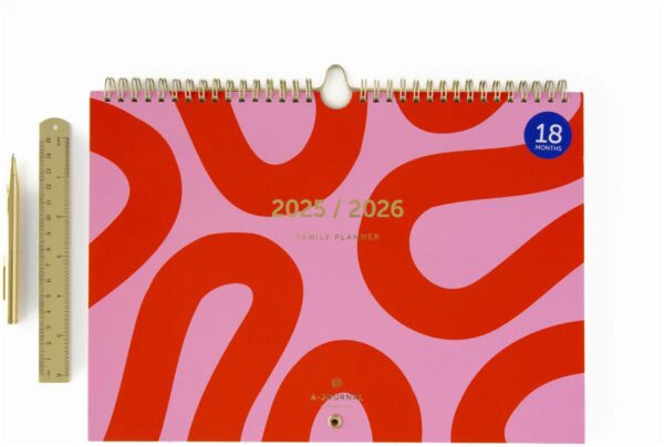 A-Journal 18 Maanden Familieplanner 2025-2026 – Flow pink - Afbeelding 2