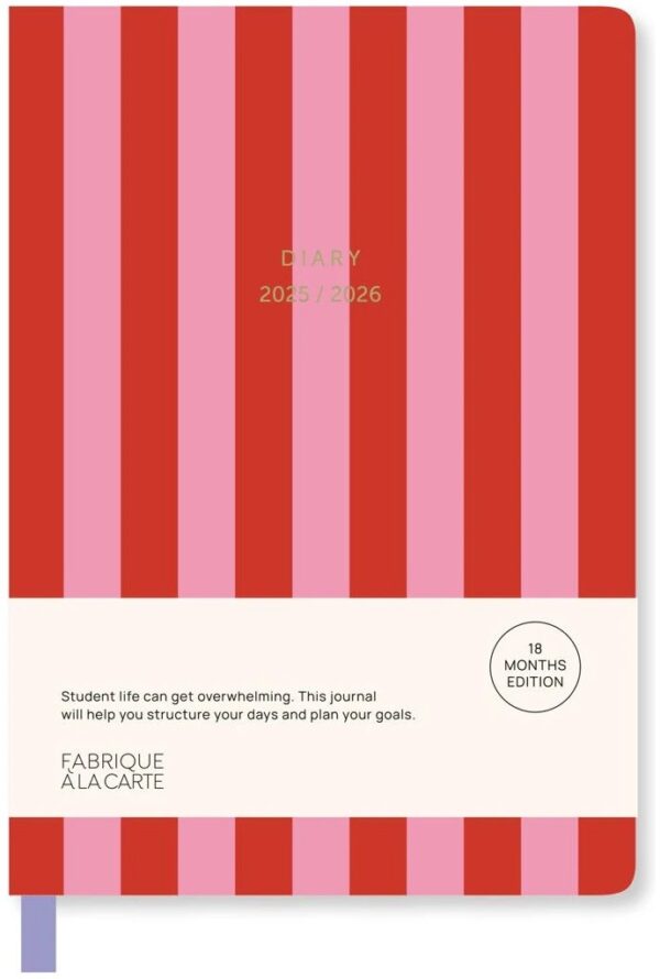 Fabrique 18 Maanden agenda 2025-2026 - Stripes Pink