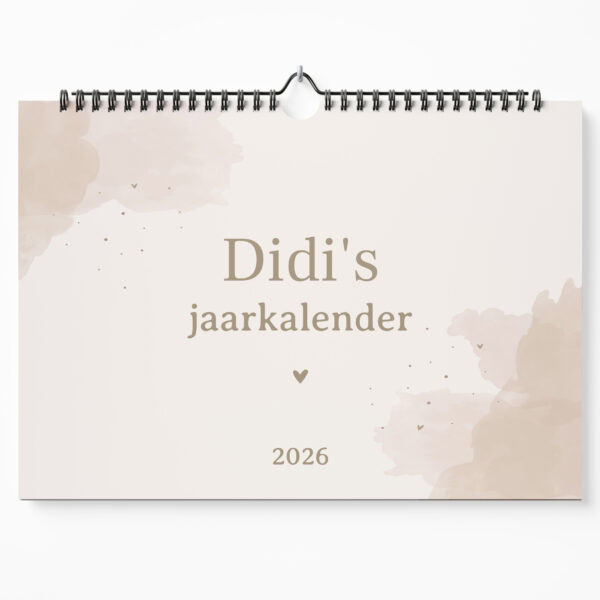 Maandkalender Voorkant A3 Watercolour Beige