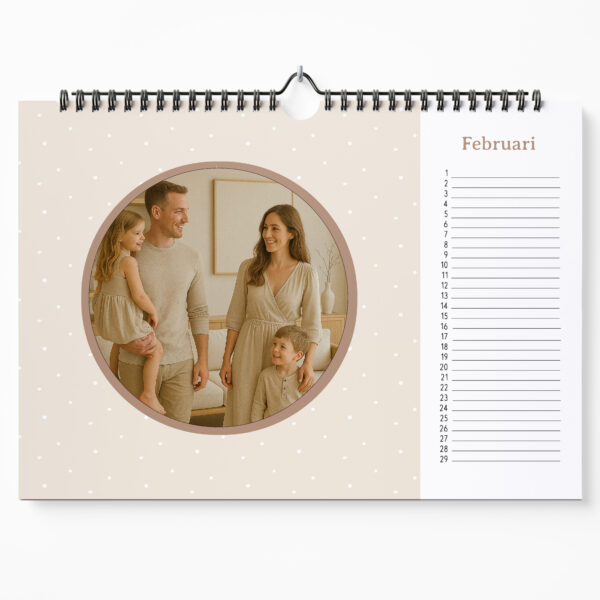 Maandkalender Voorkant Beige Palette A4 Feb Met Foto