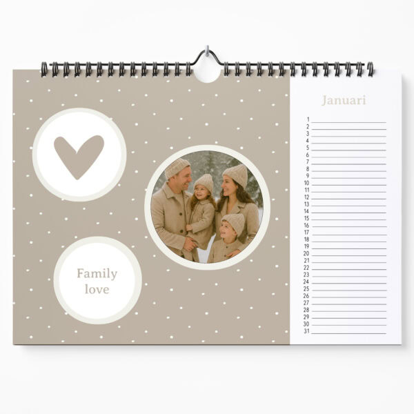 Maandkalender Voorkant Beige Palette A4 Jan Met Foto