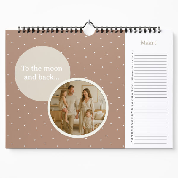 Maandkalender Voorkant Beige Palette A4 Maa Met Foto