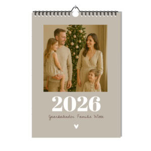 Mockup Verjaardagskalender A3 Staand Taupe Photo Voorkant